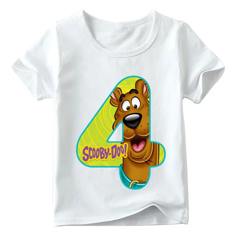 Boys and Girls Cartoon Scooby Doo Number 1~9th Print T shirt Baby Funny Cute T-shirt,Kids Birthday Present Clothes,ooo2427 - Цвет: ooo2427 D