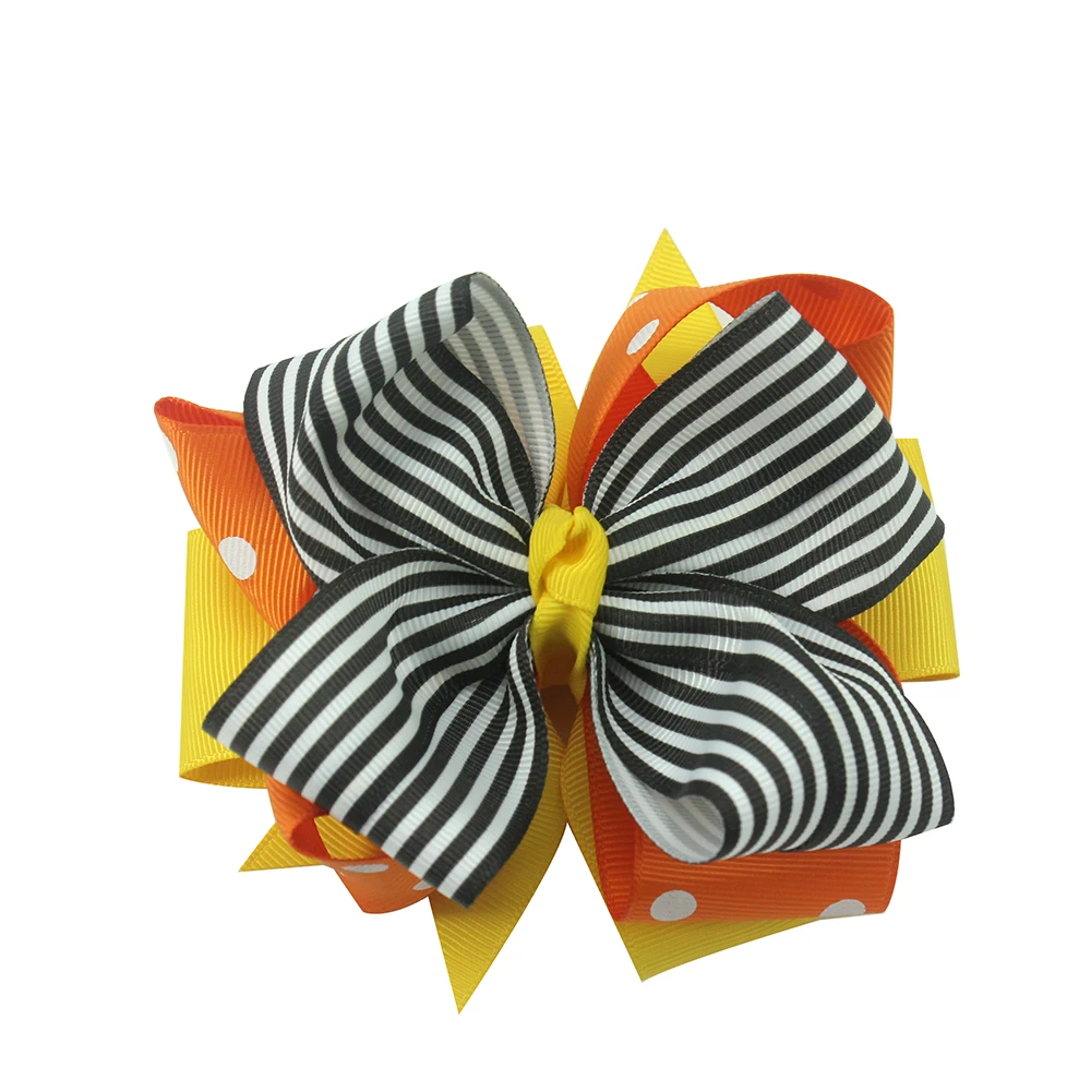 

10 pcs 4inch Rainbow Hair Bows With Clips For Kids Girls Handmade Printed Ribbon Layers Bows Hairgrips Hair Accessories