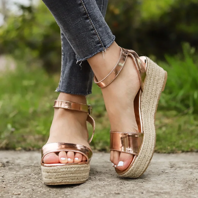 

Adisputent Women Summer Casual Open Toe Wedge Sandals Female Buckle Strap Fish Mouth Shoes Platform Sandals