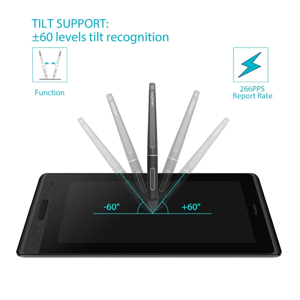 HUION KAMVAS Pro 12 GT-116 tableta Digital sin batería pluma pantalla dibujo tableta Monitor con función de inclinación AG vidrio touch Bar - 2
