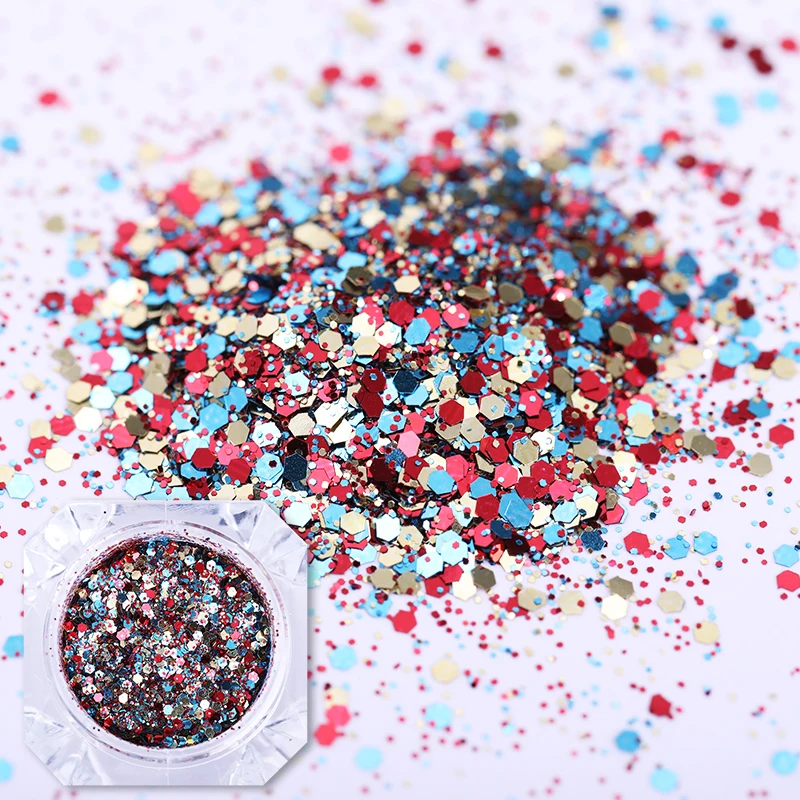 3 قطعة الشمبانيا الفضة مختلطة مسمار بريق مسدس شكل مسمار الفن مسحوق التألق ل الأشعة فوق البنفسجية هلام البولندية الغبار الصباغ نصائح