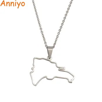 

Anniyo Dominican Map Pendant Necklaces for Women Girls Dominicans Country Map Jewelry Silver Color Stainless Steel #057421B