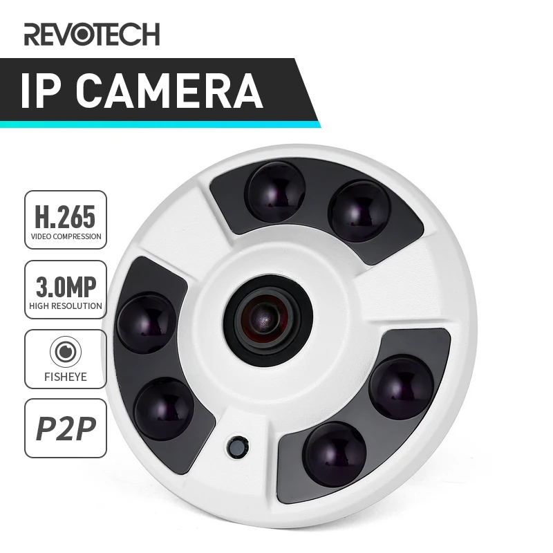 H.265 HD 3 мегапиксельная панорамная ip камера рыбий глаз 1296P/1080P светодиодный ИК