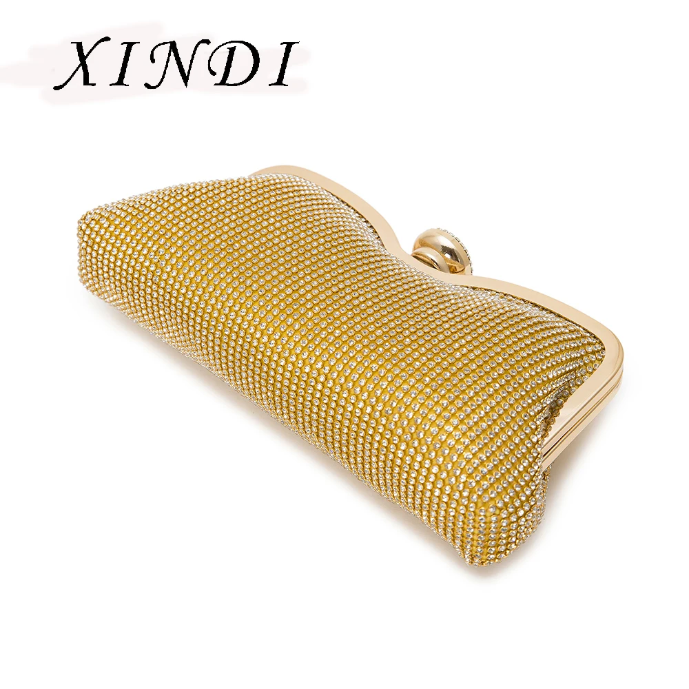 

Newest women Crystal Evening Bag Gold Diamonds Luxury handbag Elegant Chain Hasp Clutch fashion High quality mini shoulder bag