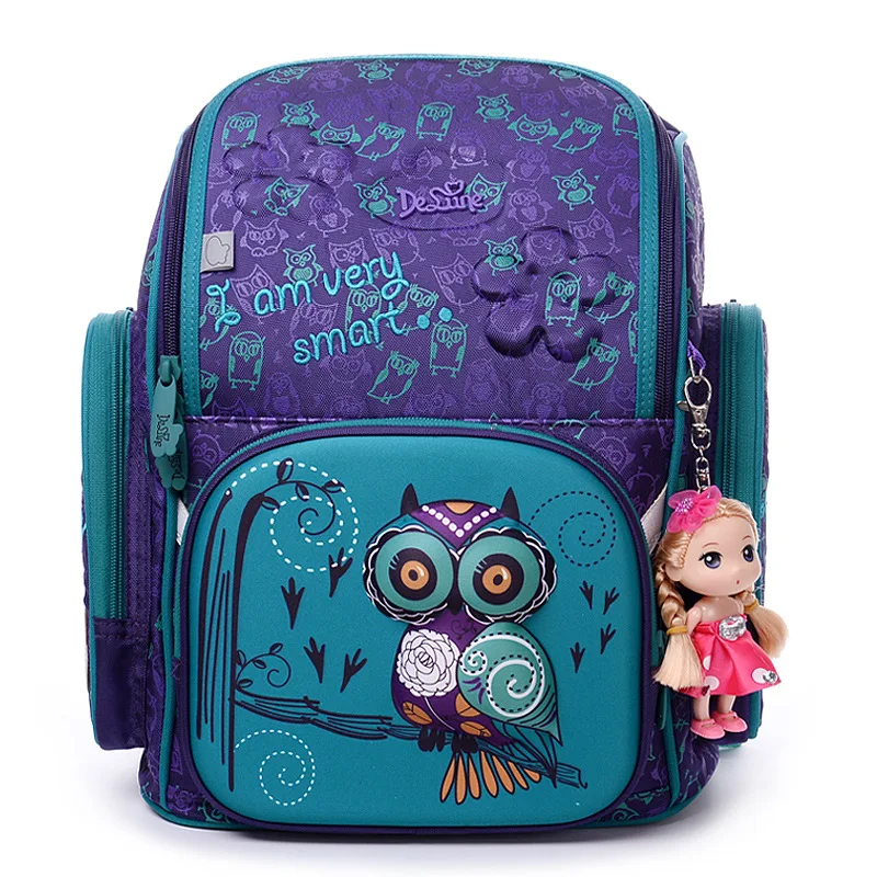 

DELUNE Brand School Bags for Girls 3D Bear Print SchoolBag Children Orthopedic Backpack Mochila Escolar Birthday Gift