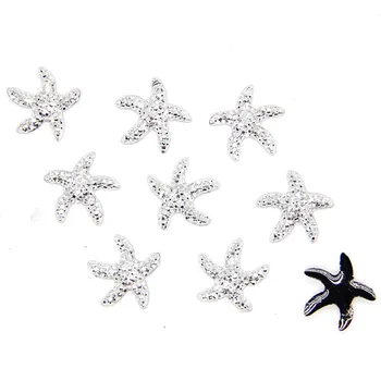 

40pcs 15x15mm Silver Starfish Flatback Kawaii Flat Back Resin Cabochon DIY Craft Wedding Decoration Embellishment