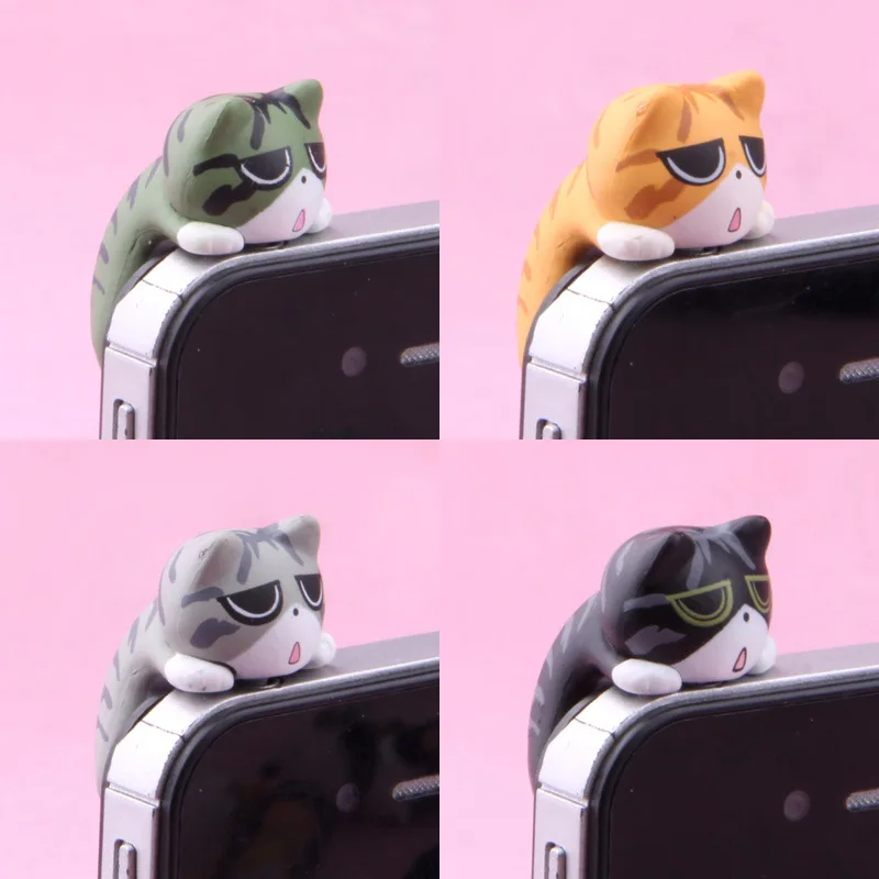 

Action Figure random cute leopard cat squatting climb 3.5mm phone 3cm PVC Dustproof dust plug decoration Mobile Model Anime