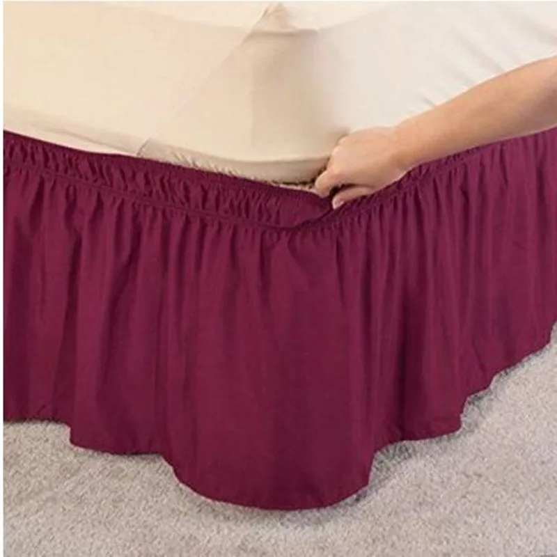 

Purple red without bed surface elastic band bed skirt twin full queen king size dark gray bed apron bedspread free shipping