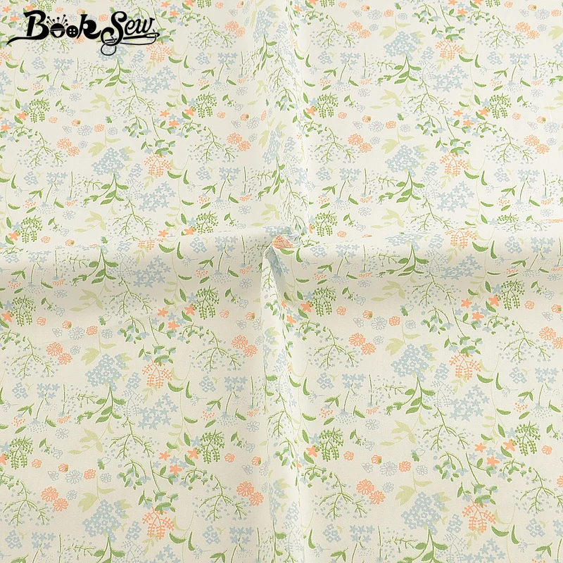 Booksew стеганая ткань краситель хлопок саржа с принтом зеленый цветочный метр текстиль DIY лоскутное шитье ткань Boneca Tilda Tela