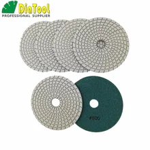 DIATOOL – tampons de polissage flexibles diamant, 6 pièces, #800, 125MM, pour pierre, granit, liaison blanc humide, ne se décolore pas, disques de ponçage