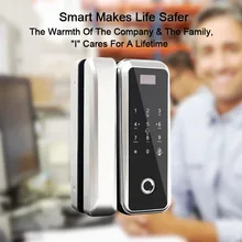 Eseye Glass Door Lock Office Keyless Electric Fingerprint Lock With Touch Keypad Smart Card Remote Control Smart Door Lock      