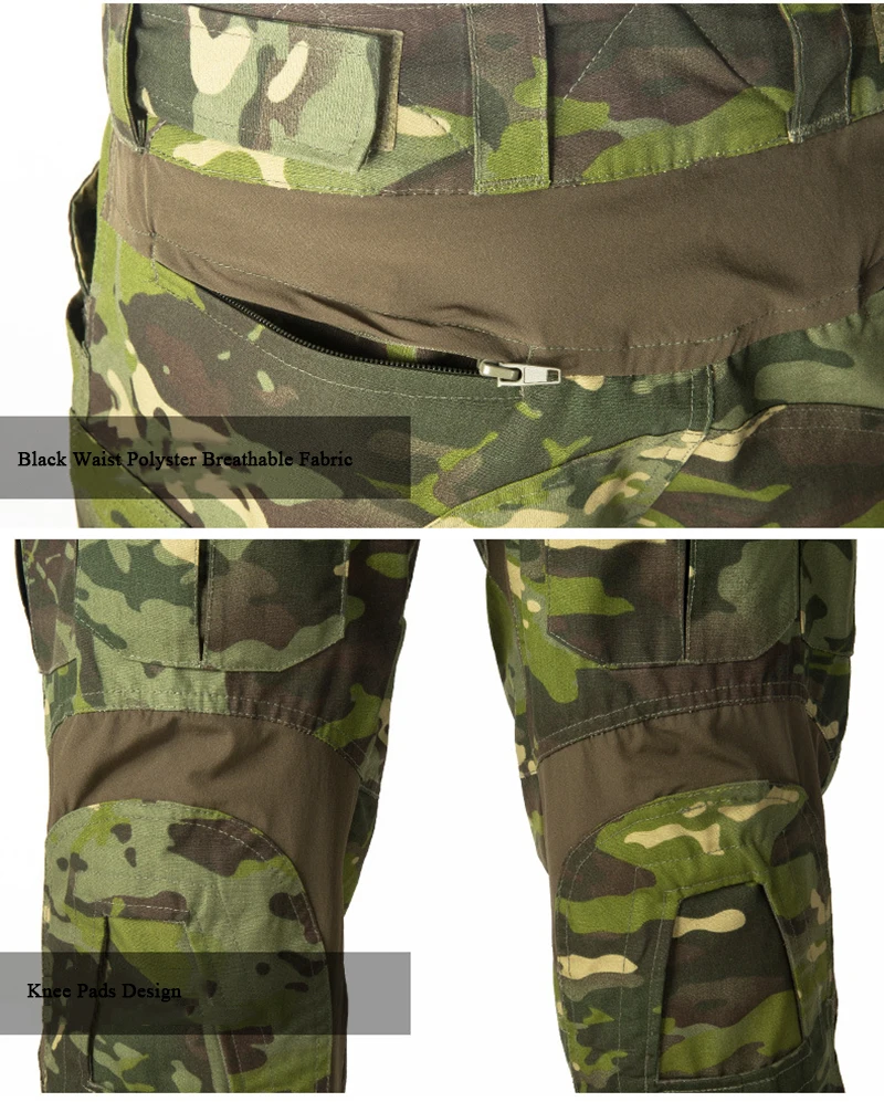 Комплекты военной одежды, Мужская тактическая форма, БДУ, армейский боевой костюм, комплекты, камуфляжные Футболки с длинным рукавом, рабочие брюки-карго