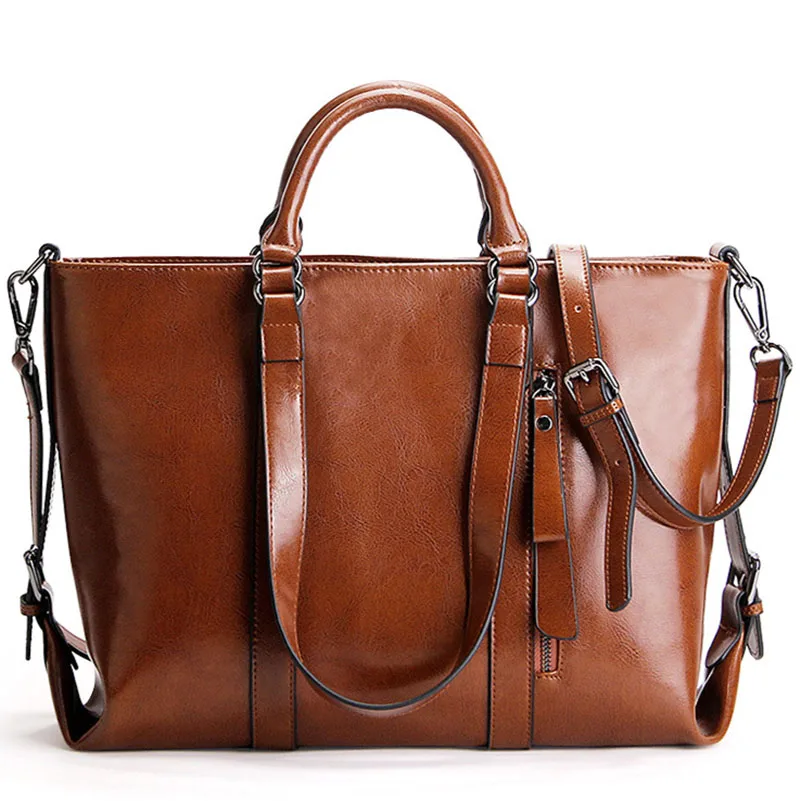 Fashion Genuine Leather Women bag Handbag Brand Luxury Oil Wax Leather Shoulder bags Large Capacity Casual Tote Messenger bag Fashion Genuine Leather Women bag Handbag Brand Luxury Oil Wax Leather Shoulder bags Large Capacity Casual Tote Messenger bag