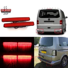 2x VW T5 Transporter / Caravelle / Multivan 2003-11 Red Rear Bumper Reflector LED Tail Stop Brake Light (CA243)