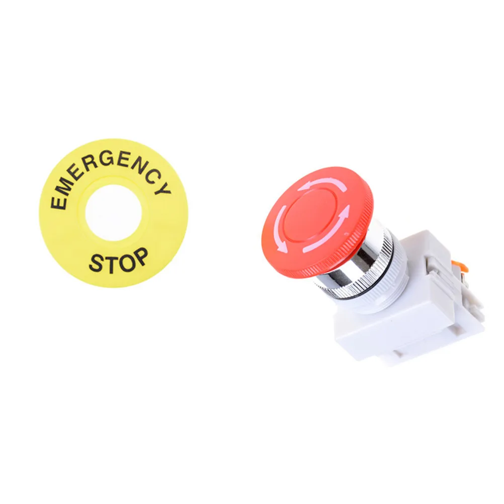1pcs 1NO 1NC Red Mushroom Cap DPST Emergency Stop Push Button Switch AC 660V 10A