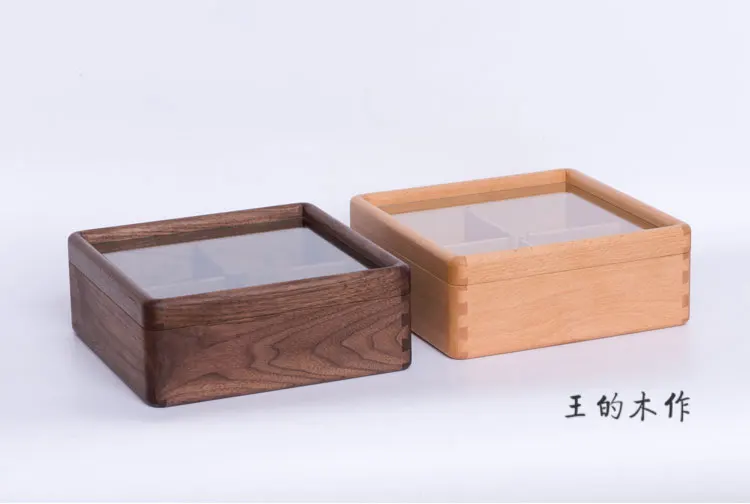 Wooden Partition Storage Box Detachable Snack Storage Box Dried Fruit Box Girl Jewelry Box For Restaurant Hotel Home With Cover