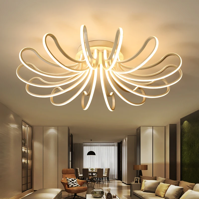 

Dimming+Remote control living study room bedroom modern led chandelier white color surface mounted led chandelier fixtures
