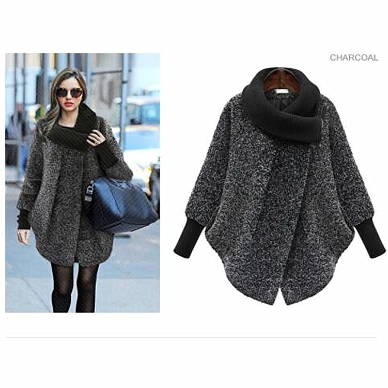 

2019 autumn and winter fashion plus size high collar loose woolen coat women winter new thick section casual coats female B465