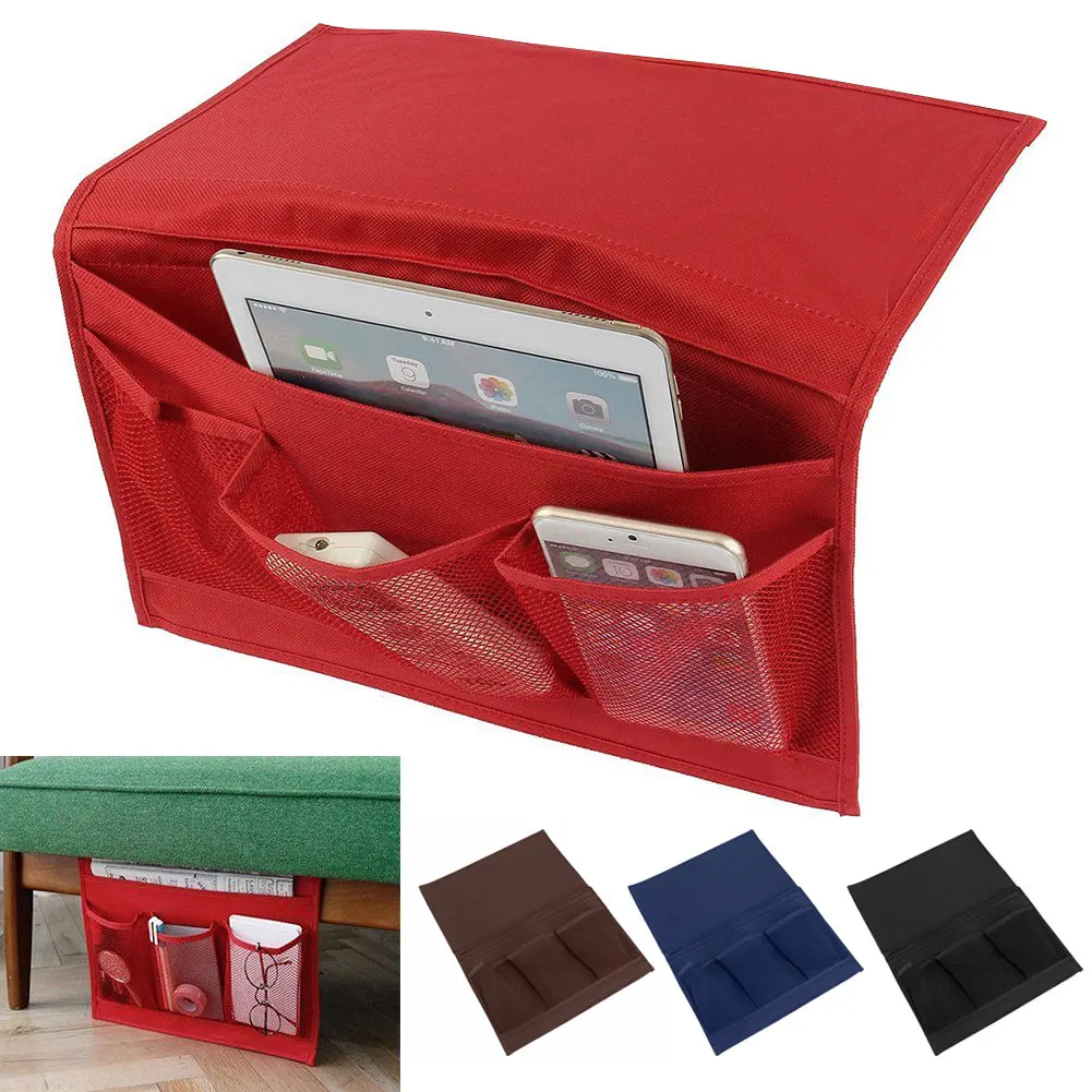 

Bedside Storage Bag Sundries Haging Storage Organizer Case with 4 Pockets for Books Phone E2S