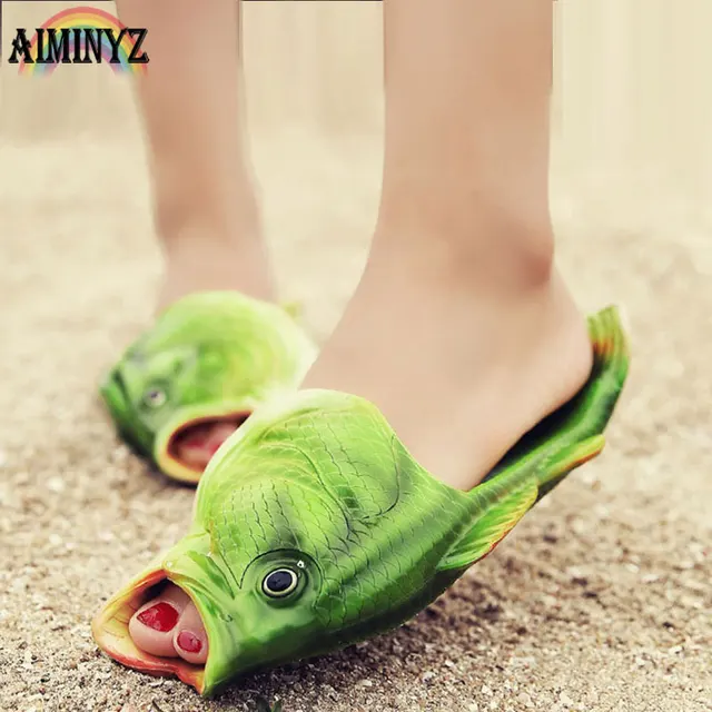 Fish Slippers Animal Cute Slipper Ladies Slippers Outside Women Beach Cute Summer Funny Bathroom ...