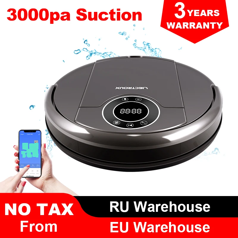 

LIECTROUX ZK808 Robot Vacuum Cleaner,WiFi App,Map Display, 3000pa Suction,Smart Memory,Wet Dry Mop for Pet Hair and Floor&Carpet