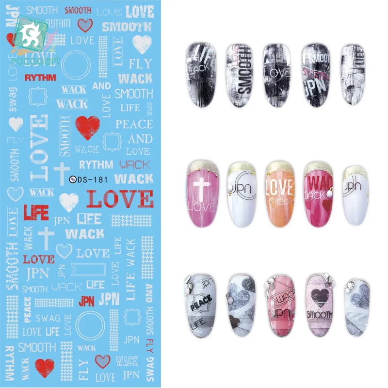 

Rocooart DS181 DIY Nail Water Transfer Nails Art Sticker White Capitcal Letters Nail Wraps Sticker Watermark Fingernails Decals