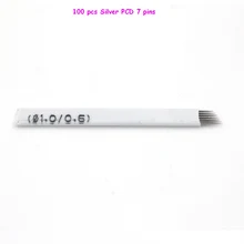 100 шт Серебряные иглы для бровей Тату Изогнутое лезвие для татуажа поставка 7 игл для карандаш для микроблейдинга бровей игла для нанесения татуировки