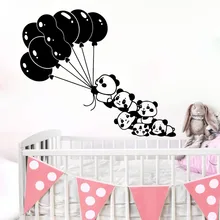Large Cartoon Balloon Panda Wall Decal Nursery Kids Room Asian Bear Panda Pet Jungle Animal Bamboo Wall Sticker Bedroom Vinyl asian black bear ursus thibetanus in kohistan pakistan