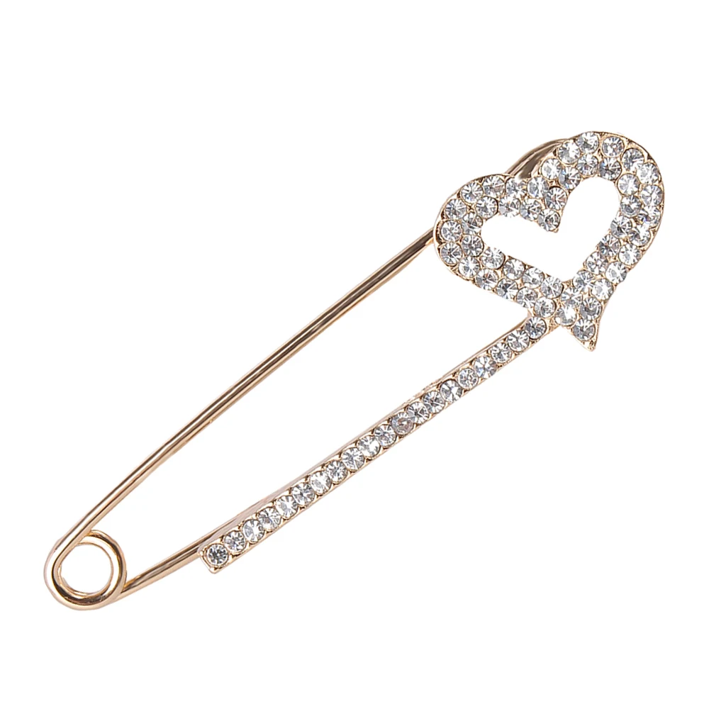 Stunning Crystal Safety Pin Scarf Coat Gown Clip Collar Lapel Pin Wedding Party Men Women Clothing Decorations