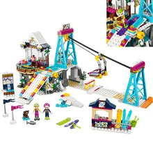 01042 Amigos LegoINGlys 41324 Resort de Esqui de Neve Elevador Presente Clube de Férias de Esqui Esqui Figura Blocos de Construção Tijolos Brinquedos Para Meninas