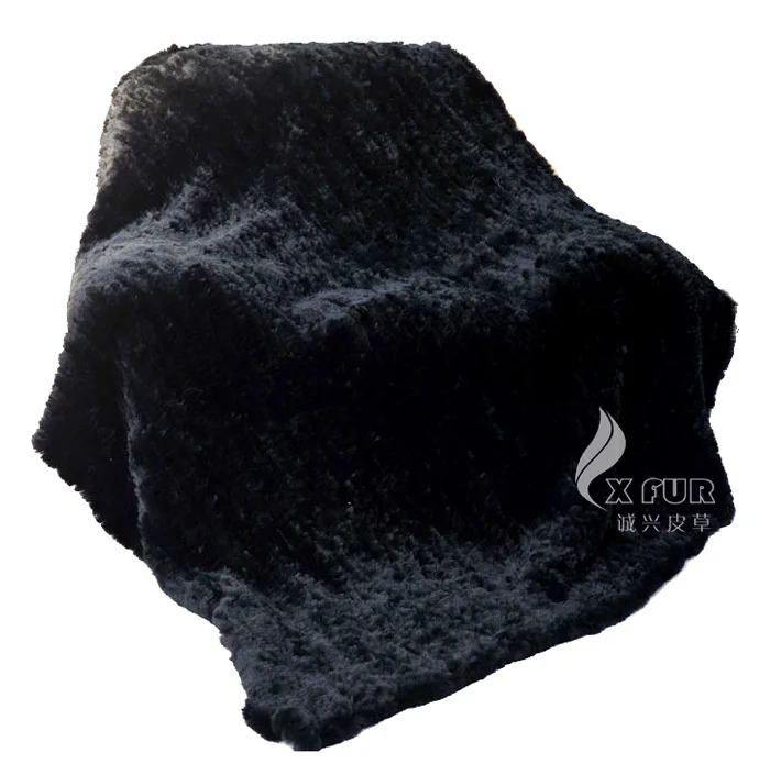 CX-D-10/Z 150x130 см натурального цвета вязаные одеяла из кроличьего меха - Цвет: black