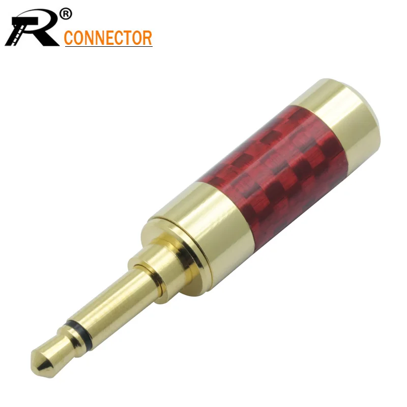 

1pc 3.5mm MONO jack Carbon Fiber Adapter Audio Jack 3.5 Male Plug Gold Plated Wire Solder Connector for 6mm cable