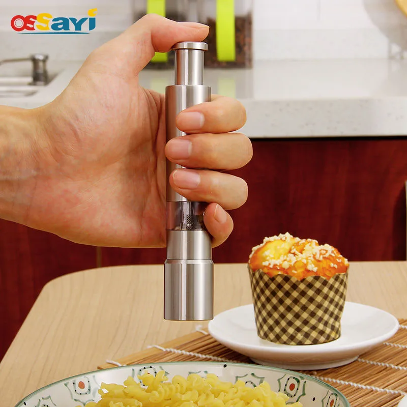 

Pepper Mills Grinder Pimenta Manual Push Corn Mustard Seed Quality Grinder Spice Sauce Thumb Push Muller Stick Kitchen Tools