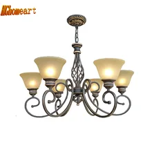 HGhomeart Country Style Antique Iron Chandelier E27 LED Bulb 110V/220v Vintage Lamp Home Lighting Modern Dining Room Chandeliers