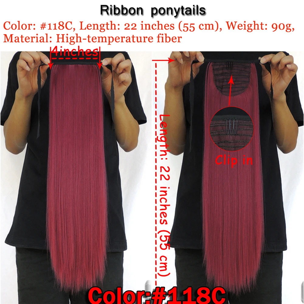 Synthetic ponytail-118C-red