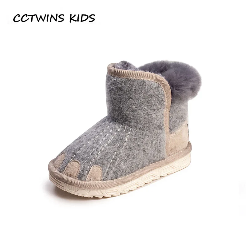 

CCTWINS KIDS 2018 Winter Baby Girl Fashion Genuine Leather Snow Boot Children Black Ankle Boot Boy Warm Shoe Toddler CS1535