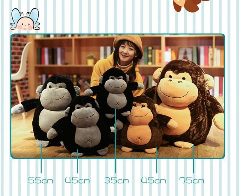 Dorimytrader Cute Gorilla Plush Doll Forest Animal Monkey Stuffed Toy Dolls Girl Child Birthday Christmas Gift Deco 30inch 75cm DY50522 (1)