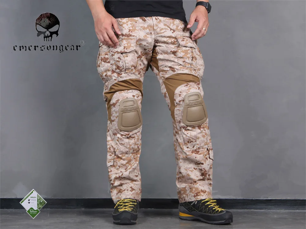 Для мужчин военный Airsoft БДУ брюки Combat ЭМЕРСОН Тактический Gen3 брюки с наколенники AOR1 EM7026
