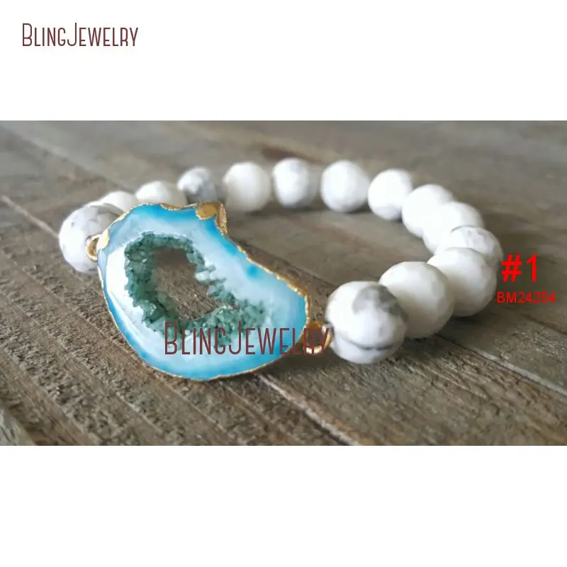 20190325-BM10751-blue agate druzy white marbled howlite bracelet druzy bracelet jewelry stackable bracelet boho jewelry_1