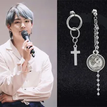 KPOP Корейская звезда V Мода Bangtan мальчики альбом серьги гвоздики ювелирные аксессуары для мужчин и женщин крест, серьги