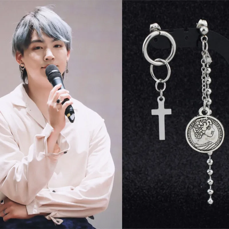 

KPOP DNA Korean Star V Fashion Bangtan Boys Album Stud Earrings Jewelry Accessories For Mens And Womens cross Earring