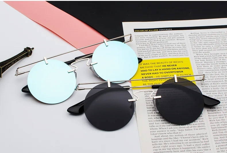 BOYSEEN, модные мужские и женские брендовые дизайнерские очки, классические круглые солнцезащитные очки без оправы в стиле стимпанк, винтажные очки, высокое качество, UV400