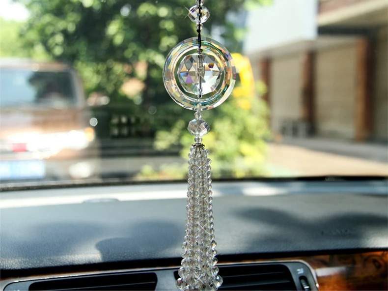 Luxurious Handmade Car Styling Rear View Mirror Lucky Crystal Pendant