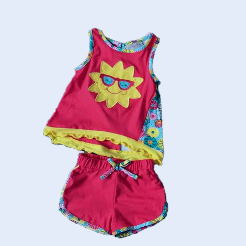 2 6 ages gilrs cotton summer clothing set 2pcs shirt + shorts kids