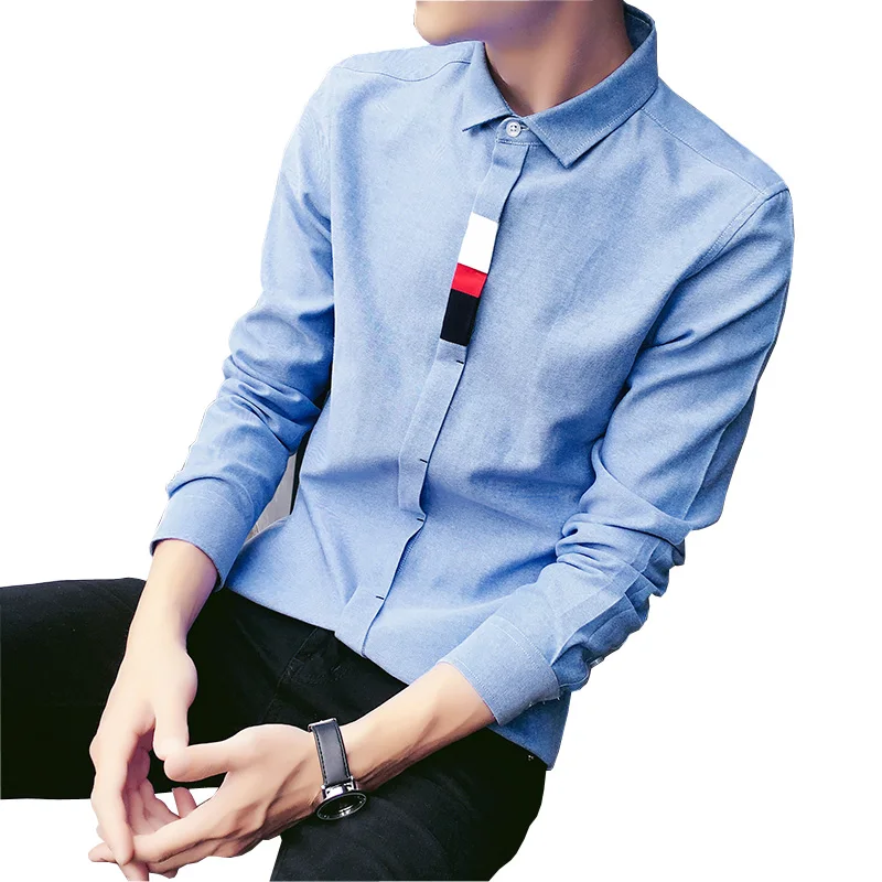 New Fashion Korea Style Mens Shirts Luxury Contrast Color Men Shirt