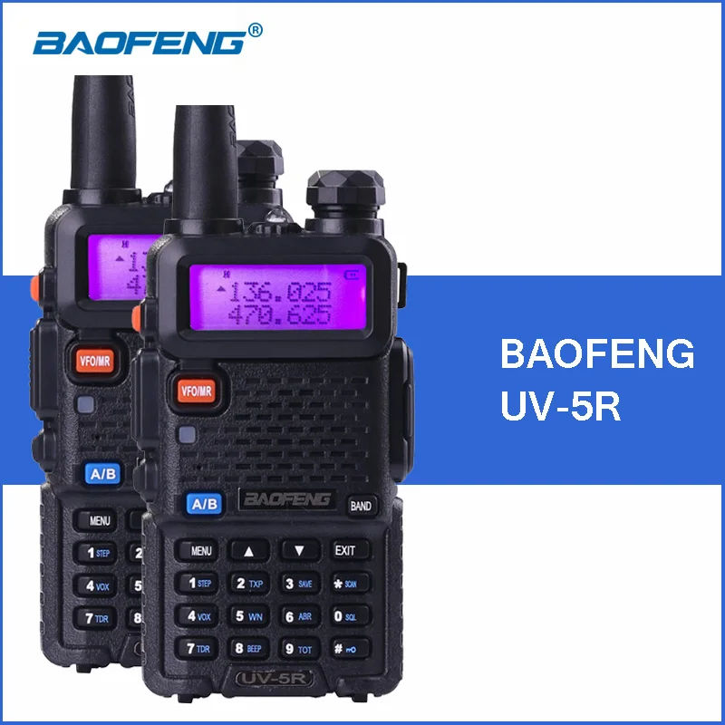2 шт. BAOFENG UV-5R рация УКВ Dual Band UV5R ручной Портативный полиции Walkie Talkie двухстороннее
