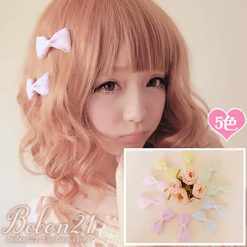

Sweet lolita princess pink BOBON21 Candy color colorful lace bow hairpin hair accessory a pair of ac0793 multi-color