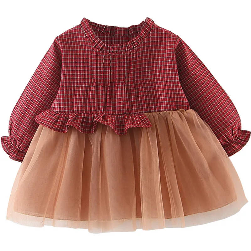 

2018 Retail girl dress 0-3Y plaid patchwork A-Line gril dress baby girls clothes kids dresses for girls Children's clothes 99