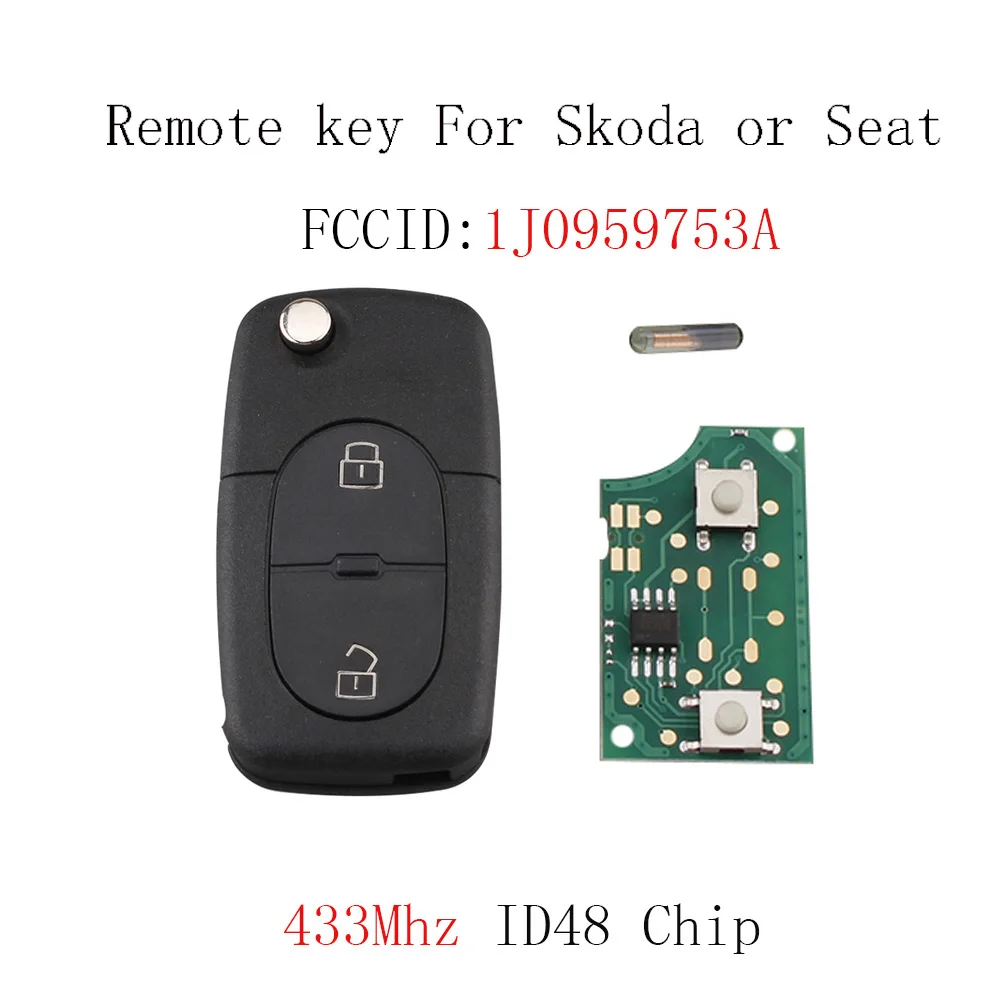433Mhz Remote Car key For Seat Leon 2000 2001 Toledo 1999 2000 2001 For