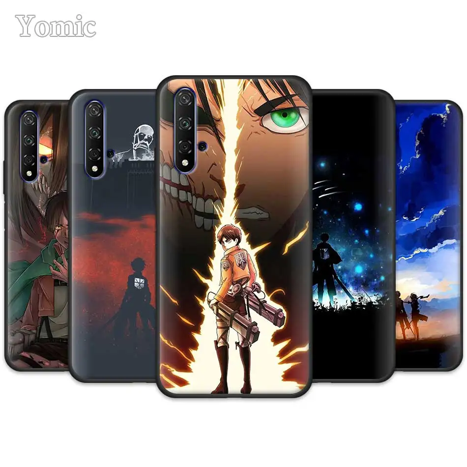 

Anime Japanese attack on Titan Black Silicone Cases for Huawei Honor Y5 Y6 Y7 Y9 2019 Y9 P30 Pro Honor 20 Pro Phone Case Cover